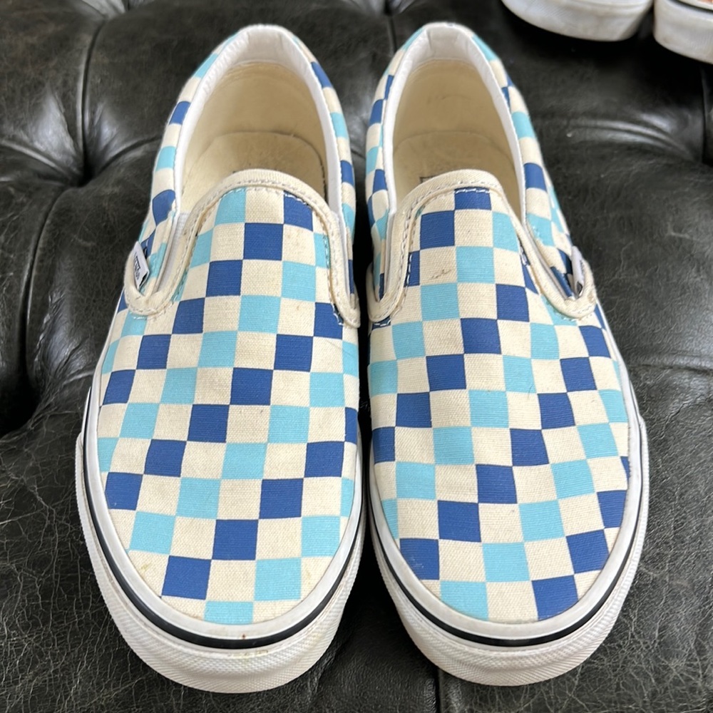 Blue/white checkered vans